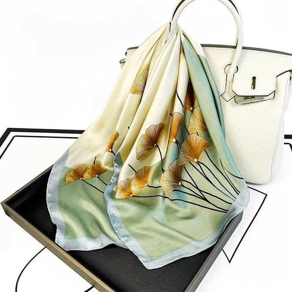 Ginkgo Leaf Printed Scarf Wens New Model Embroidered Silk Plant Printed Scarves Fashion Versatile Clothes Bag Accessories Scarf X250804