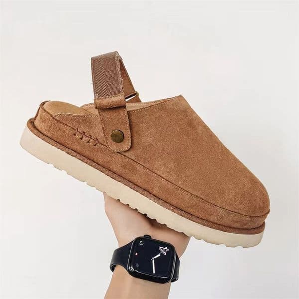 compaik Free Shipping 2025 New Arrival Minimalist Design Round Platform Low Top Cotton Slippers Women Adjustable Strap Covered Toe Plus Winter Fleece Lined