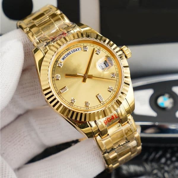 Day Date Designer Mens Watch 36mm 40mm Luxury Wristwatch High Quality 904L Pure Golden Waterproof Watch