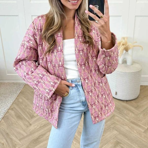 2023 Womens Winter Y2K Vintage Loose Fit Padded Jacket Aesthetic Printed Open Front Quilted Long Sleeve Coat Cardigans Z250804