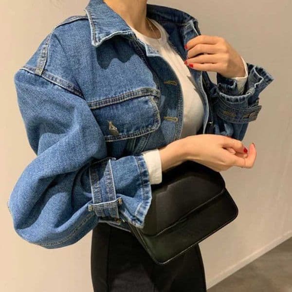 2024 Fall New Fashion Casual Denim Coats Turn-down Collar Single Breasted Crop Jackets Women Chic Patchwork Long Sleeve Outerwear Z250804