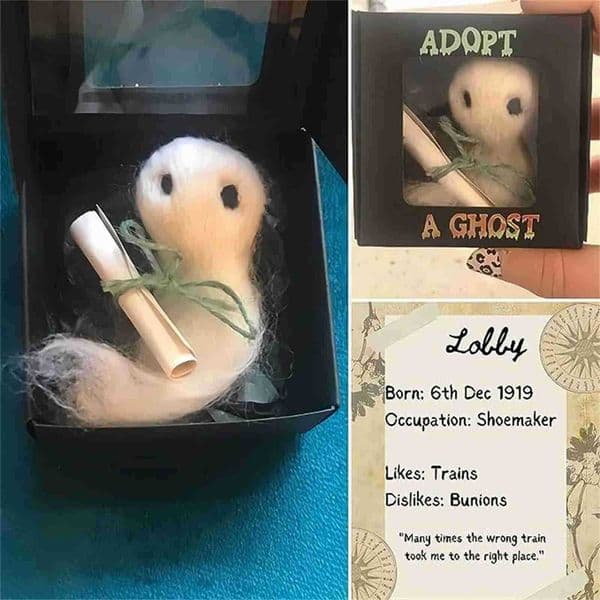 New Adopt A Ghost Super Cute Little Ghost With A Tiny Scroll Mini Plush Stuffed Ghost Doll For Halloween Creative Decors Toy M250804