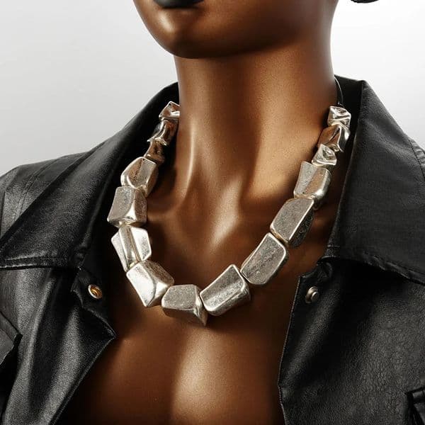 Exaggerated Bohemian Hip Hop Irregular Resin Beaded Necklace for Women Pull adjustable Party Wedding Women Accessories 250730