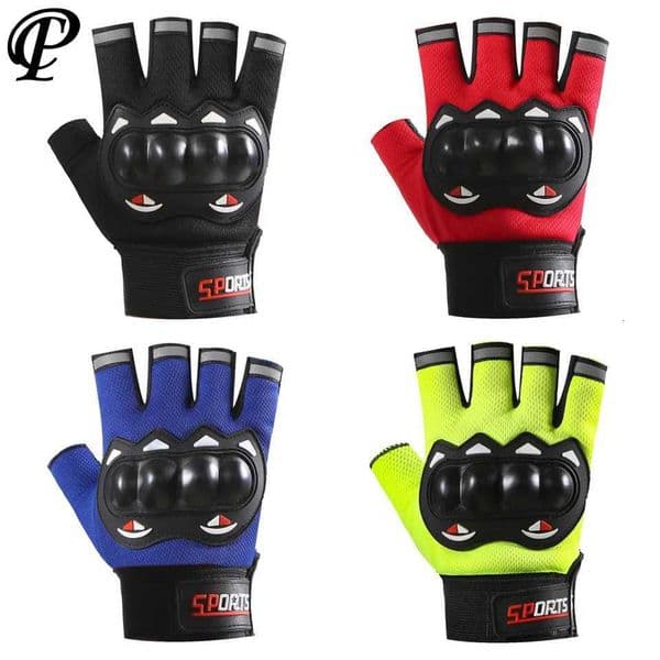 Summer Motorcycle Glove Half Finger Electric E Bike Cycling Shockproof Wear Resistant Fingerless Gloves Road Mountain Gloves Z250804