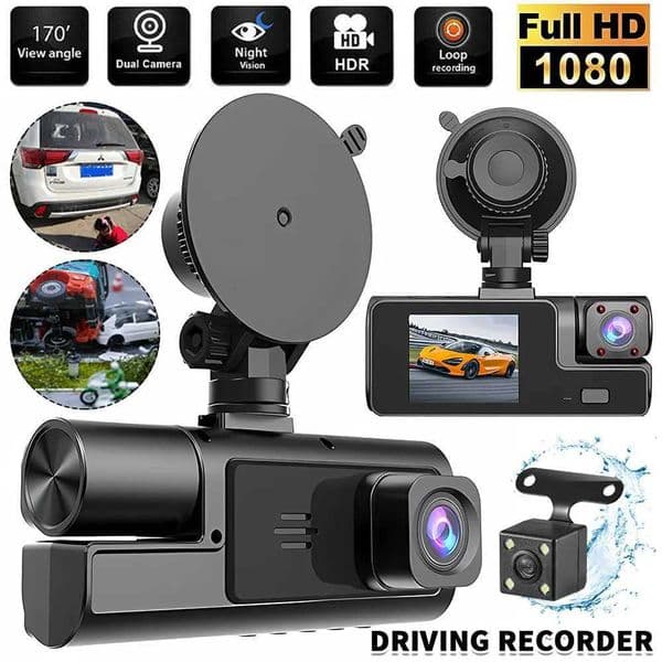 1080P Car Dash Cam 3 Channel Front Rear and Inside with WiFi DVR Driving Recorder Loop Recording 24H Parking Monitor G-Sensor X250804