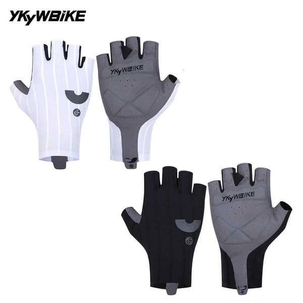 Black White Half Finger Cycling Gloves Summer Woven Striped Bicycle Sports Gloves Shock-absorbing Road Bike MTB Gloves Z250804