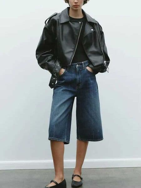 TRAF Faux PU Leather Jacket Casual Lady Lapel Zipper Short Leather Jacket High Womens Street Motorcycle Coat Tops Z250804