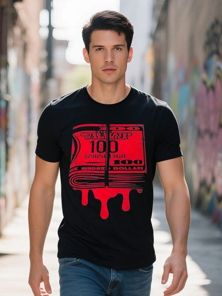 Men s Casual Cotton T Shirt with Unique Money Print Soft Breathable Crew Neck Tee All Seasons Short Sleeve 86be5 ccbb3
