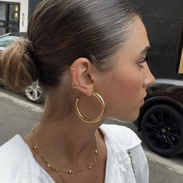 30/40/50mm Classic Stainless Steel Ear Buckle Big Earrings for Women Trendy Gold Color Large Hoop Earring Jewelry Accessories 250729