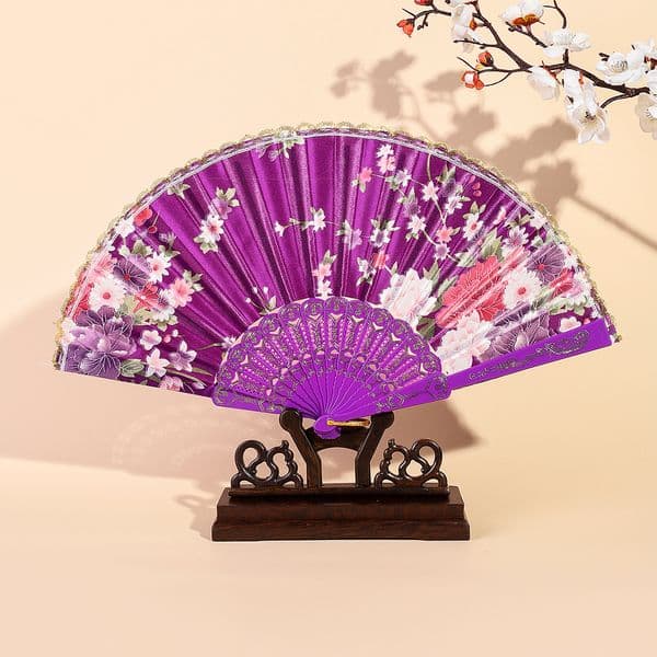 Colorful Chinese Floral Handheld Fans - Traditional Craft, Beautiful Flower Motifs