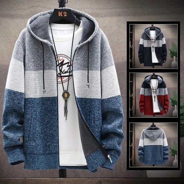 Mens Hooded Cardigan Fleece Sweater Jacket Cardigans Autumn Warm Jumpers Zip Up Jacket Male Clothing Japan Knitwear Coat XJ250805