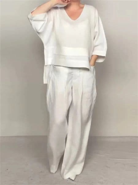 2025 crossborder explosive womens fashion casual solid color plus size irregular linen and cotton suit for women 250724BANJIA