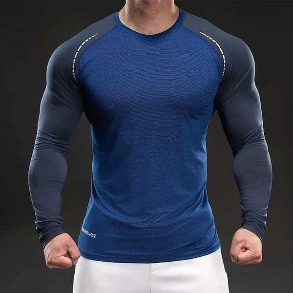 Casual Long Sleeve Crew Neck T-Shirt Fitness Training Outdoor Wear Quick Dry Solid Color Muscle Fit American Style Mens Clothing XJ250805