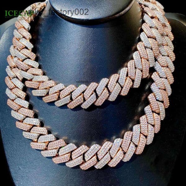 designer pass test 20mm wide gra moissanite dia gold sterling sier cuban link chain for men hip hop necklace