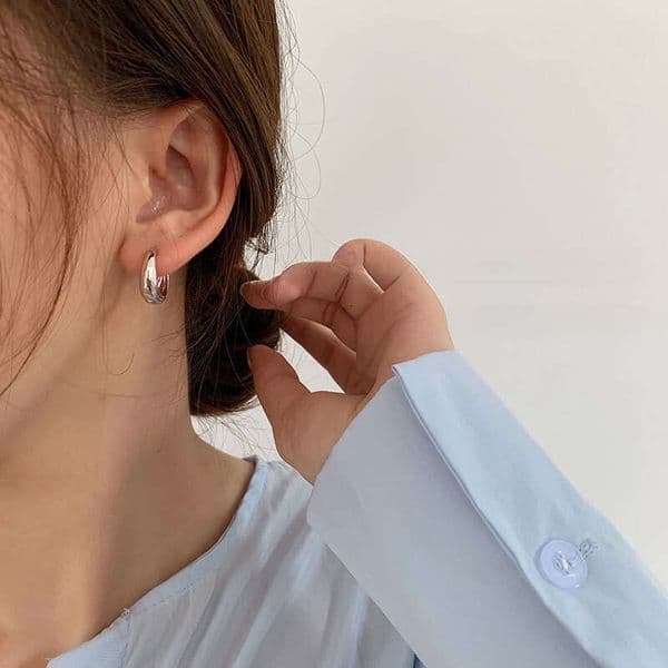Simple Plain Hoop Earrings Cold Style Trendy Round Earrings for Women
