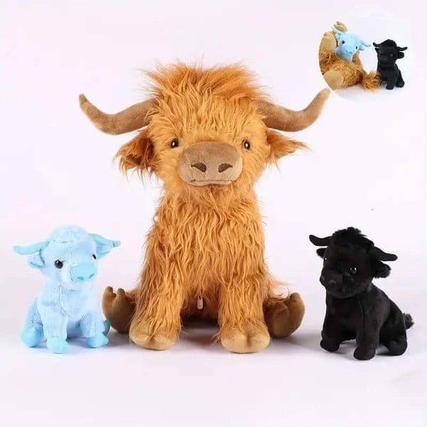 11.8in Mmy with 2 Baby Highland Cow ffed s Inside Zipper Tummy for Kid Christmas Halloween Y250805 W260306
