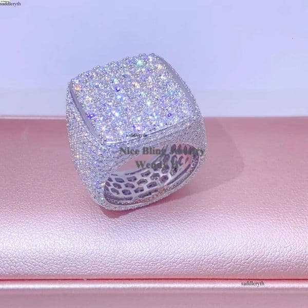 Fine Jewelry Vvs Moissanite Iced Out Rings Men Sterling Sier Dia Hip Hop Ring e9