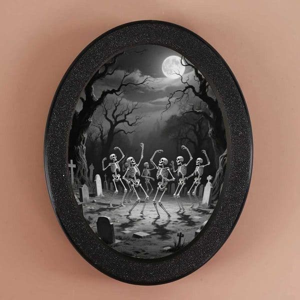 1 Piece Dark - Style Oval Decorative Ornament Featuring Elements of Double Skeletons Cave Dim Light Suits Gothic/Occult Spa Z250805
