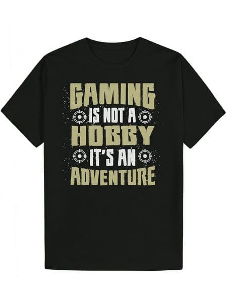 Men's Summer Round Neck Polyester 'Game Not Prank' Design - Black Adventure Theme T-Shirt with Controller Pattern, Comfortable to Wear Casual Style | Graphic 7f809