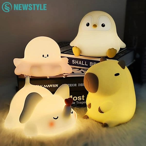 Cute Night Light for Kids Bedroom Rechargeable Animal Silicone Nursery Night Lamp Touch Control Nightlight for Baby Gift 250715