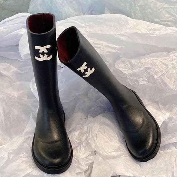 French brand designer rain with heels and thick soles ankle high-quality winter womens rubber boots G220720 upper material CHANSS35-40