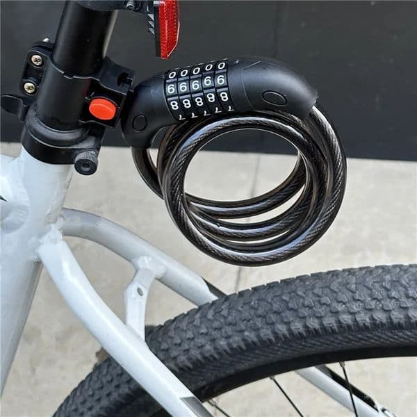 Bicycle Lock 5 Digit Code Antitheft Bike Security Accessory Steel Cable Cycling 1200mm x12mm 250729