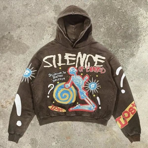 European and American Skull Letter Printed Hoodie Harajuku Style Y2K Street Couple Outfit Spring and Autumn Hoodie 250805