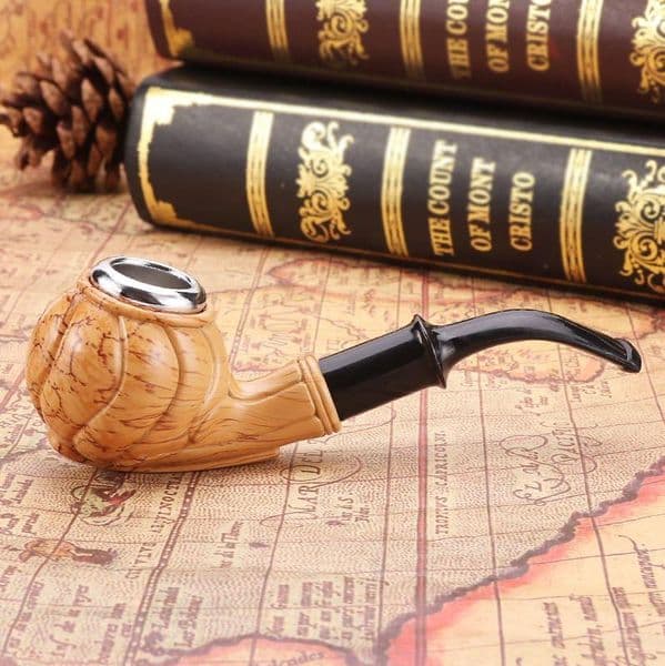 Smoking Pipes Carved pattern curved old dry tobacco detachable pipe