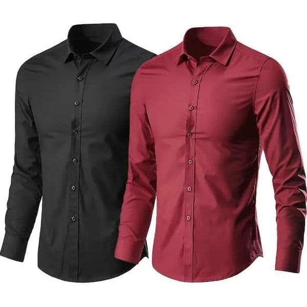 Mens Elastic Spring And Autumn long Sleeve Shirt Anti-wrinkle Free ironing Business Comfort Fashion Breathable Slim 250804BJ