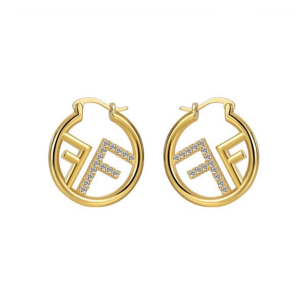 jewelry earring Designer 18K Gold Plated Alphabet Letter Hollow Stud Earring Paved AAA Cubic Zirconia Diamond Fashion High-end Jewelry wholesales drop shipping
