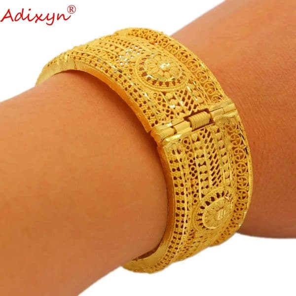 Adixyn Honorable 24k Gold Color Bangle Bracelet For Women Ethiopian African Bridal Wedding Gifts N12072 250805
