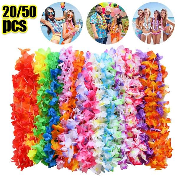 550Pcs Hawaiian Artificial Flower Necklace Summer Tropical Beach Birthday Party Decoration Supplies Wedding Favors for Guests 250806BJ