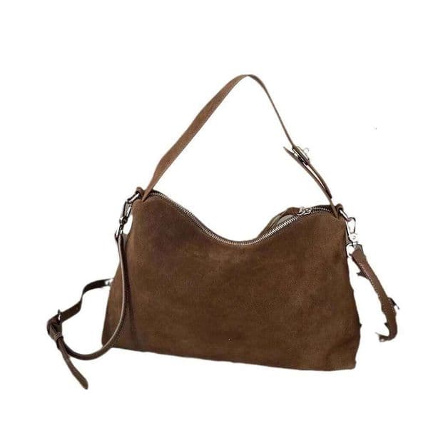 Brown Roomy Big Boston Tote Simple Autumn Winter Colletion Grey Soft Matte Suede Cow Leather Women's Handbag Shoulder Bag 250805