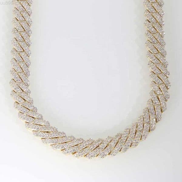 14mm Cuban Link Chain VVs Moissanite Diamond White Gold Plated 18-24 Hip Hop Necklaces 925 Sterling Silver