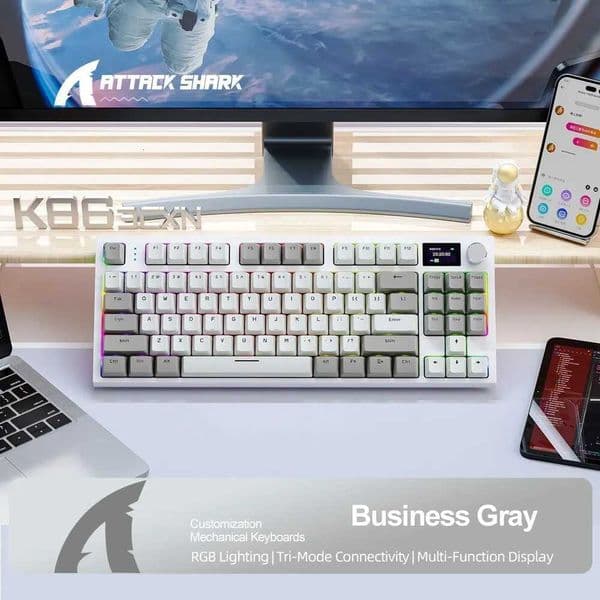 K86 Wireless Hot-Swappable Mechanical Keyboard /2.4g With Display Screen and Volume Rotary Button for Games and Work Z250805