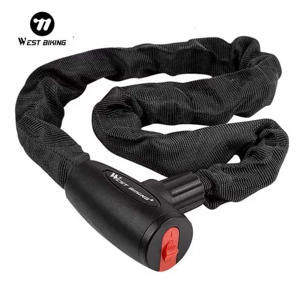 WEST BIKING Antitheft Bicycle Lock MTB Road Bike Safety Chain With 2 Keys Outdoor Cycling Accessories Locks 250729