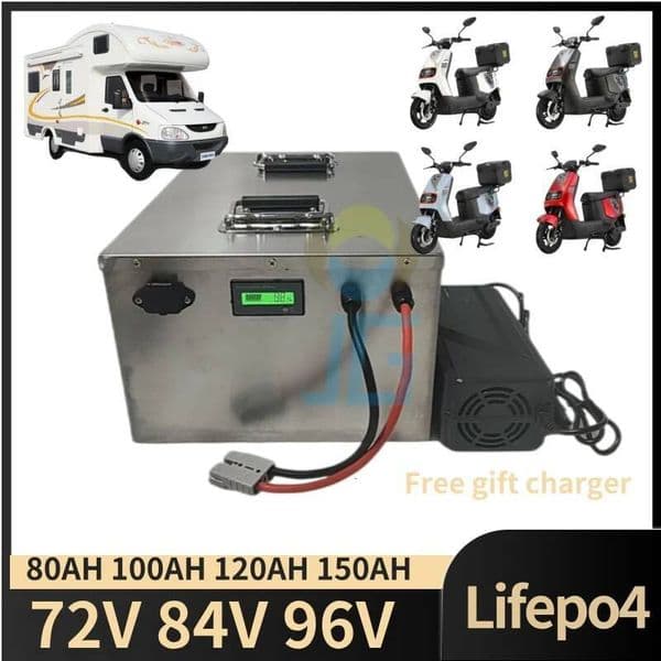 LIFEPO4 battery 72V 84V 96V 80AH 100AH 150AH iron phosphate battery pack with BMS for 7000W EV RV AGV Golf CartEagle Motorcyc thumbnail 2