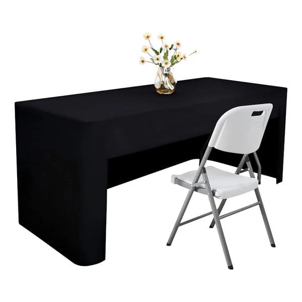 1PC 6Ft Open-Back Tablecloth for Rectangular Table Washable Fabric Table Cover for Craft Show Display Wedding Events 250805