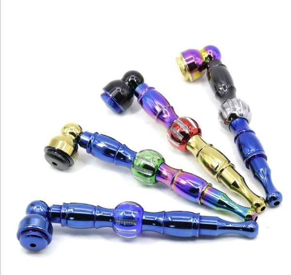 Smoking Pipes 125MM length zinc alloy colored pipe with beads