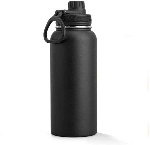 1000ml Stainless Steel Vacuum Insulated Sports Water Bottle with 100% Leak-Proof Travel Lid w/Paracord Survival Handle 32 oz 250730