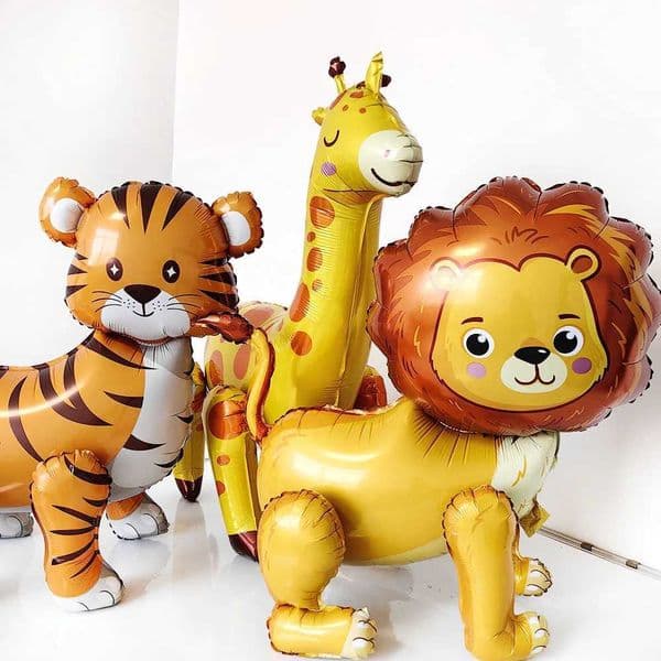 Jungle Birthday Party Supplies 4D Walking Balloons Safari Animal Foil Balloon Lion Giant Balloons Kids Animal Theme Party X250805