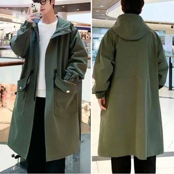 Comfortable Men Windbreaker Streetwear Mens Trench Coat with Hood Big Pockets Windproof n Mid Length Solid Color for 250804