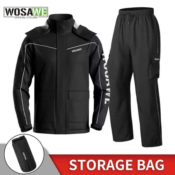 WOSAWE Suits Waterpoof Windproof Cycling Raincoat Men's Women's E-Bike Rain Jacket With Hooded Rainwears