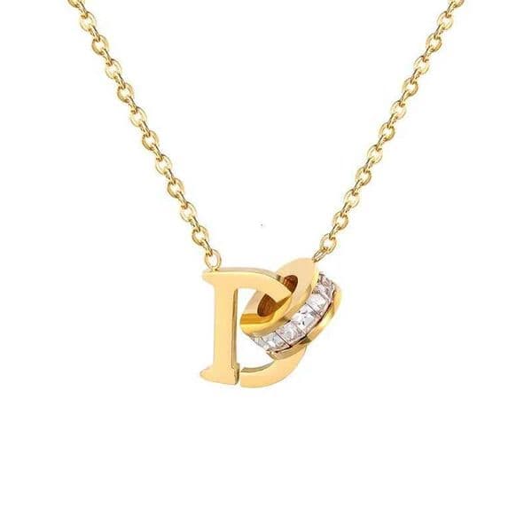 Geometry Love Woman Necklace D Letter Hanging Circle Crystal Pendant Necklace for Women Stainless Steel Jewelry Wholesale Y250805