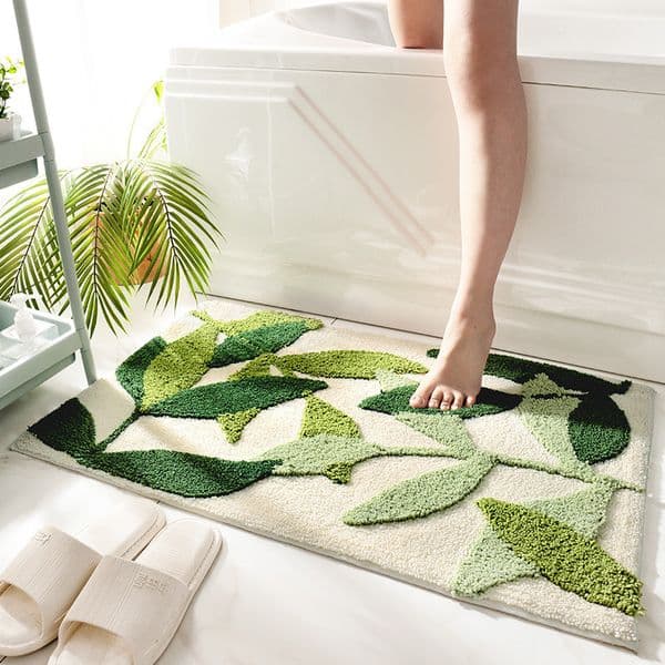 Bathroom Rug Mat Non Slip Microfiber Fluffy Tropical Leaf Bath Mats Floor Absorbent Carpet for Shower Tub Doormat 250806