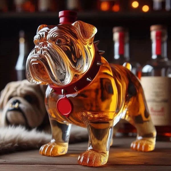 300ml Bulldog Shape Whiskey Bottle Large Capacity Glass Decanter Red Wine Home Bar Accessory 250806BJ
