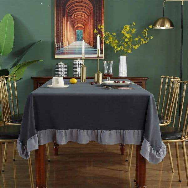 100% CottonTable Cover Retro Farmhouse Ruffle Tablecloth Soft Water-washed Tablecloths for Rectangle Party Wedding Decor Durable 250805