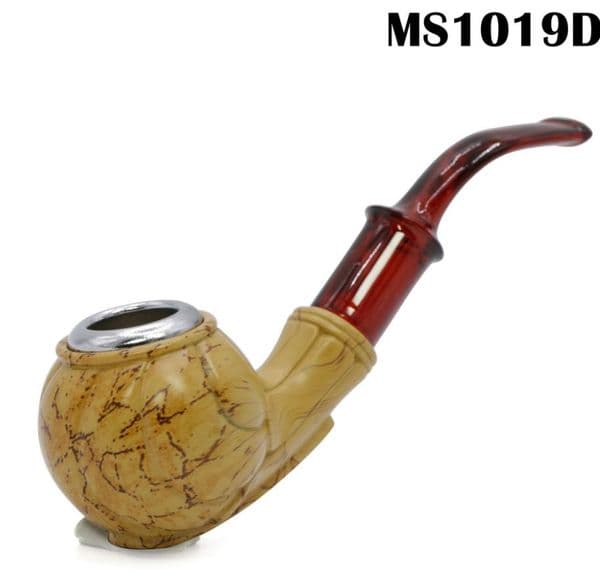 Smoking Pipes New wood grain color tobacco pipe, old-fashioned traditional metal smoke