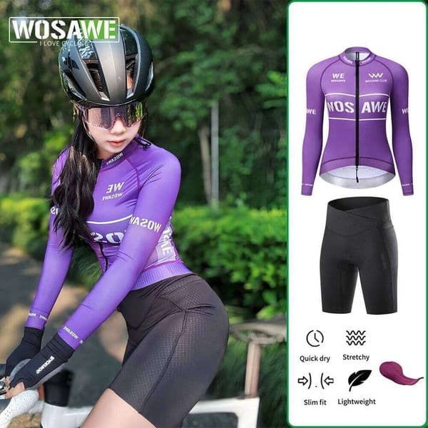 WOSAWE Women's Jersey Set Summer Anti-Uv Bicycle Clothing Quick-Dry Mountain Bike Clothes Pro Team Cycling Shorts Suit