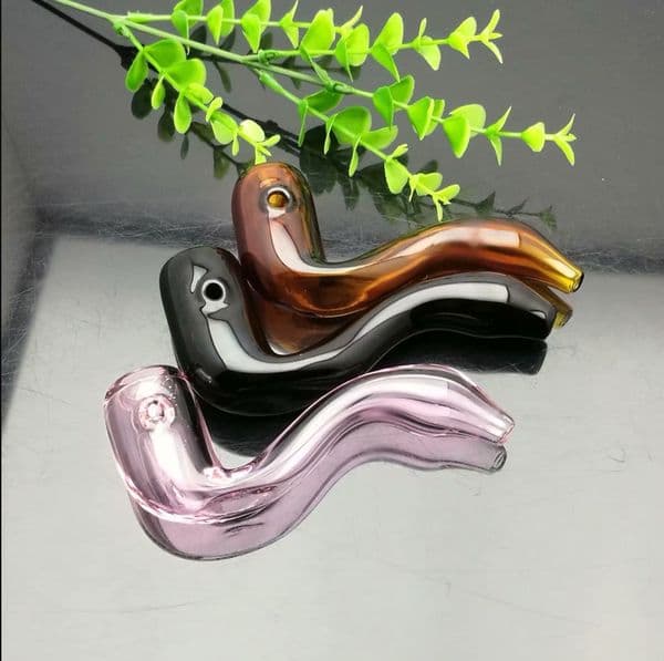 Glass Oil Burner Pipes hookah Glass Smoking bongs Smoke Pipes Colorful curved handle thick glass pipe